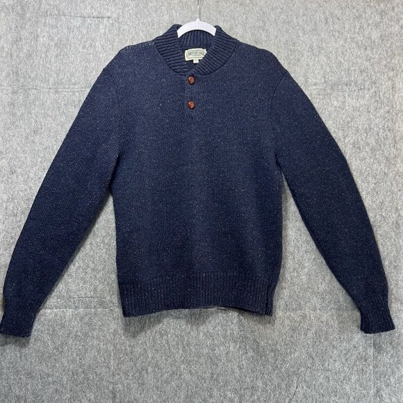 Vintage 90s Sweater Mens Medium Grandpa Wool Blue Flecked Loose American Eagle - Picture 6 of 7